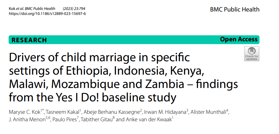 Drivers of child marriage in specifc  settings of Ethiopia, Indonesia, Kenya,  Malawi, Mozambique and Zambia – fndings  from the Yes I Do! baseline study