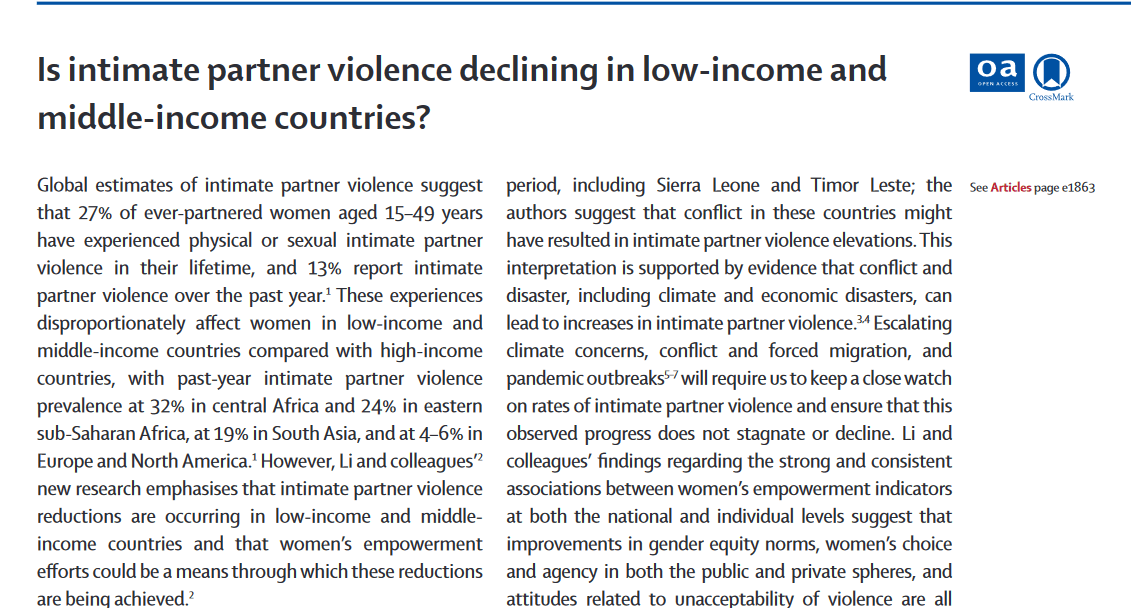 Is intimate partner violence declining in low-income and middle-income countries?