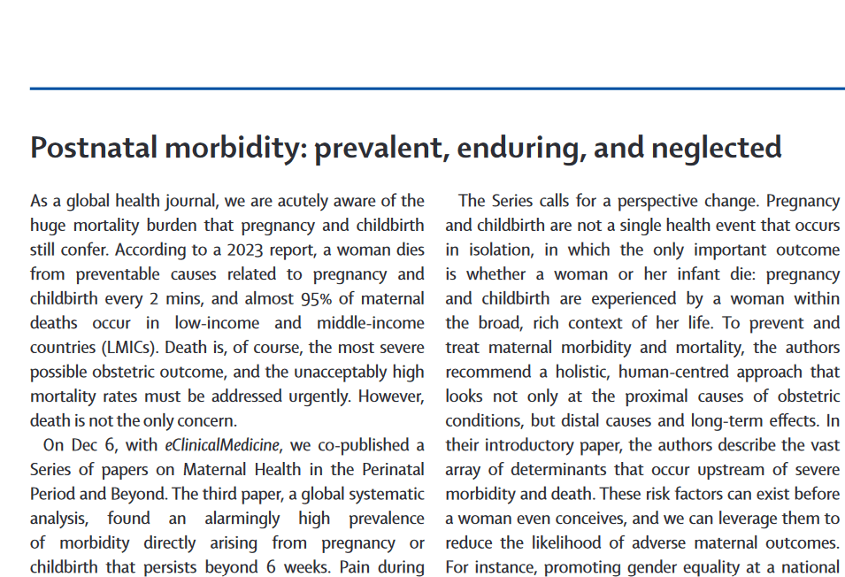 Postnatal morbidity prevalent, enduring, and neglected